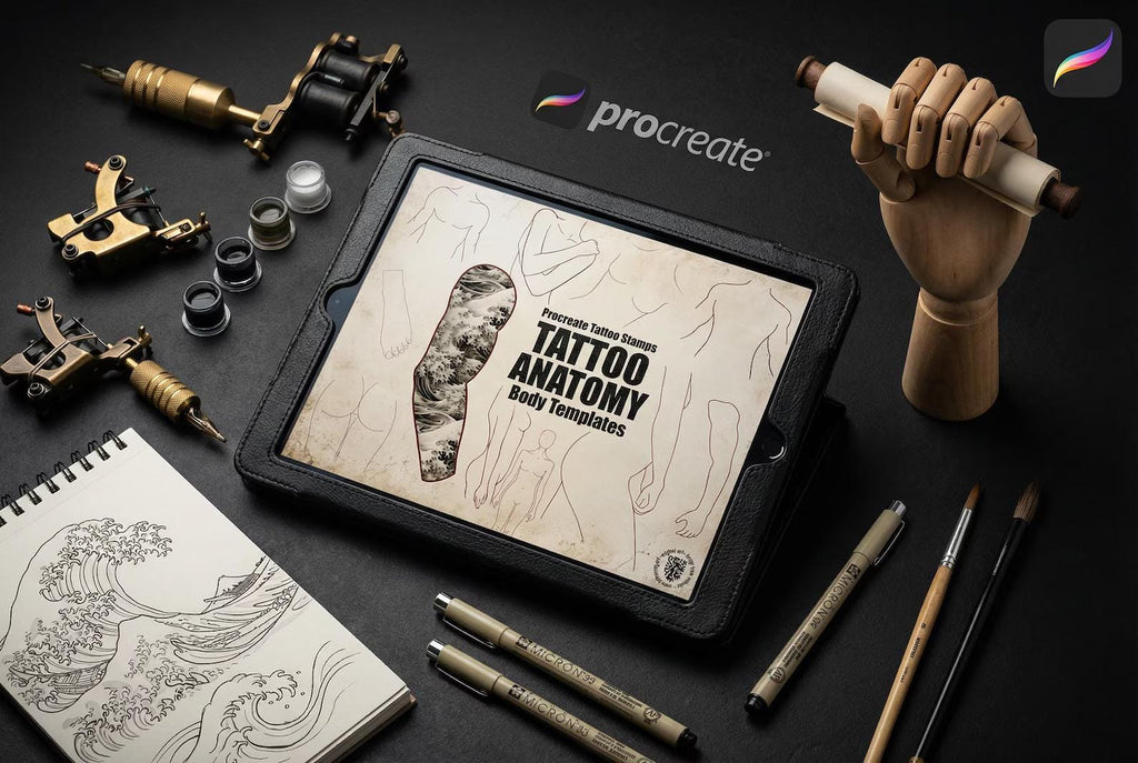 Procreate Tattoo Stamps: 145 Body Part Brushes for Tattoo Design