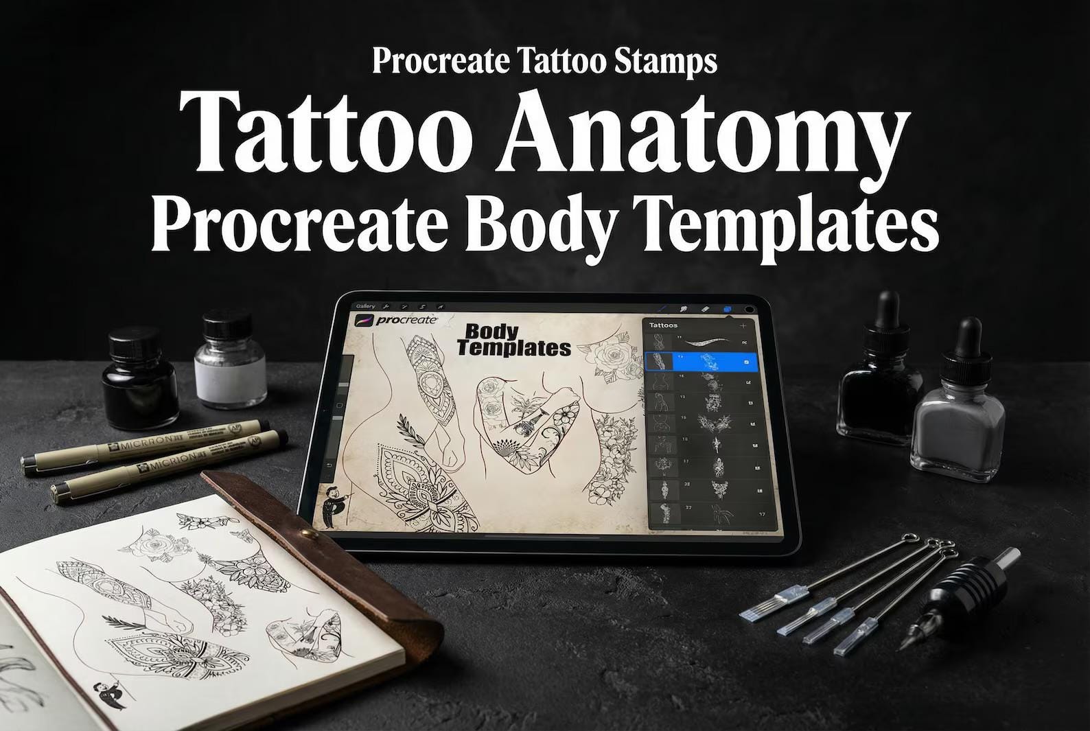 Procreate Tattoo Stamps: 145 Body Part Brushes for Tattoo Design
