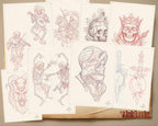 Neo-Trad vol.1, 89 pages tattoo sketchbook, custom art inspiration