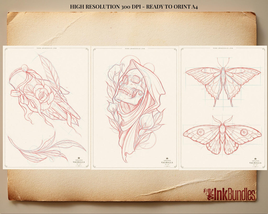 Neo-Trad vol.1, 89 pages tattoo sketchbook, custom art inspiration