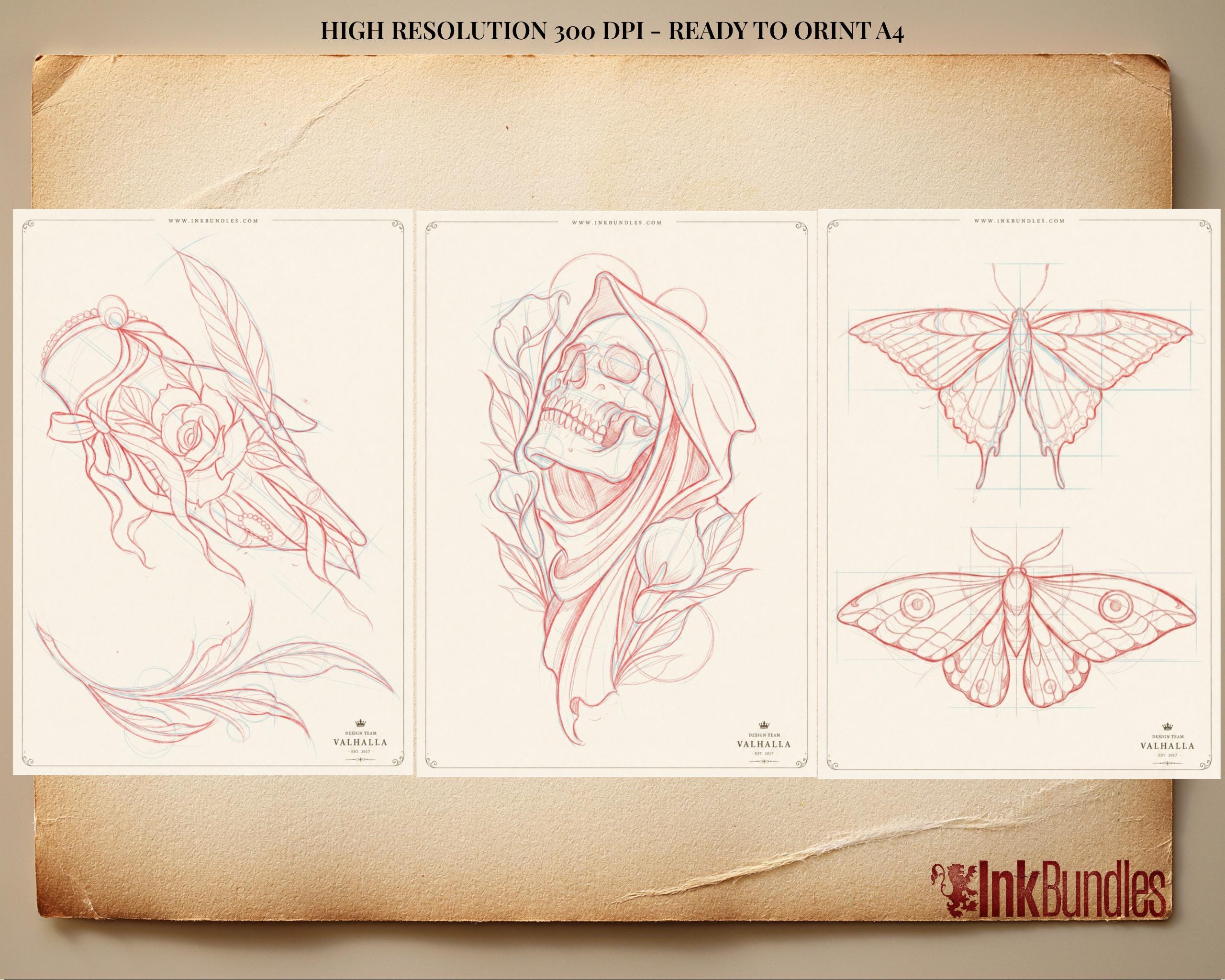 Neo-Trad vol.1, 89 pages tattoo sketchbook, custom art inspiration