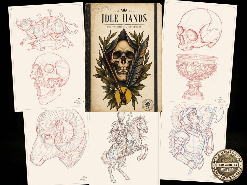 Neo-Trad vol.1, 89 pages tattoo sketchbook, custom art inspiration