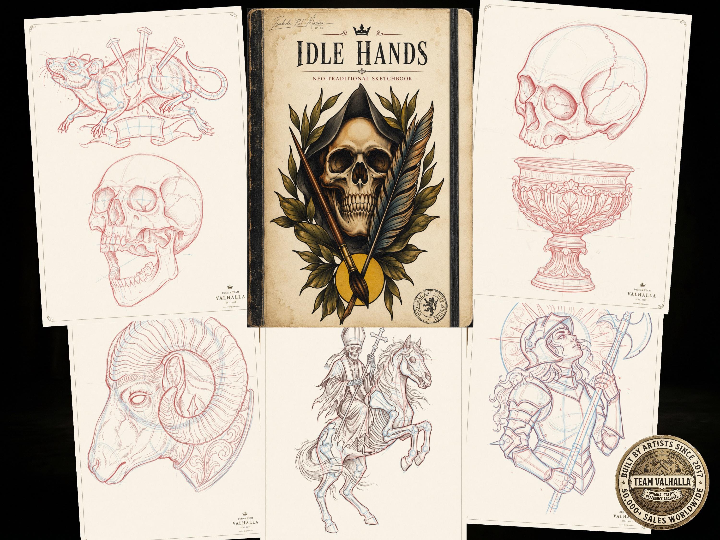Neo-Trad vol.1, 89 pages tattoo sketchbook, custom art inspiration