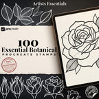 Rose Tattoo Design Kit: Procreate Stamps, Stencils (150+ PNG Files)
