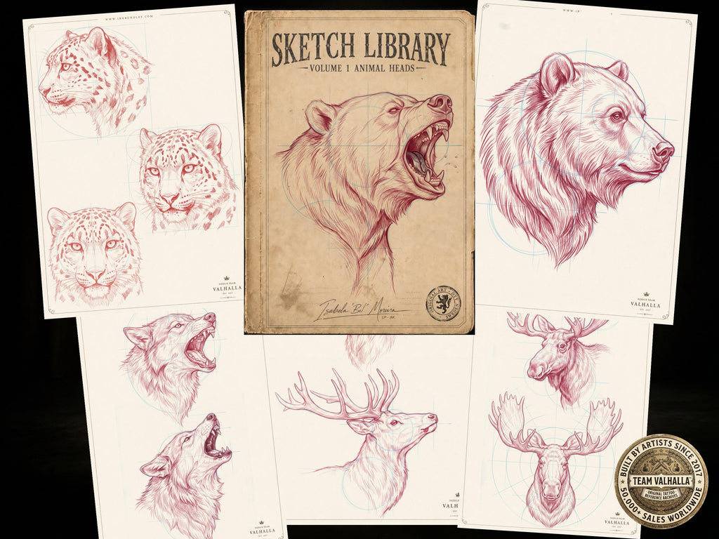 Sketch Library Animal Heads, 69 pages Animal portrait sketchbook