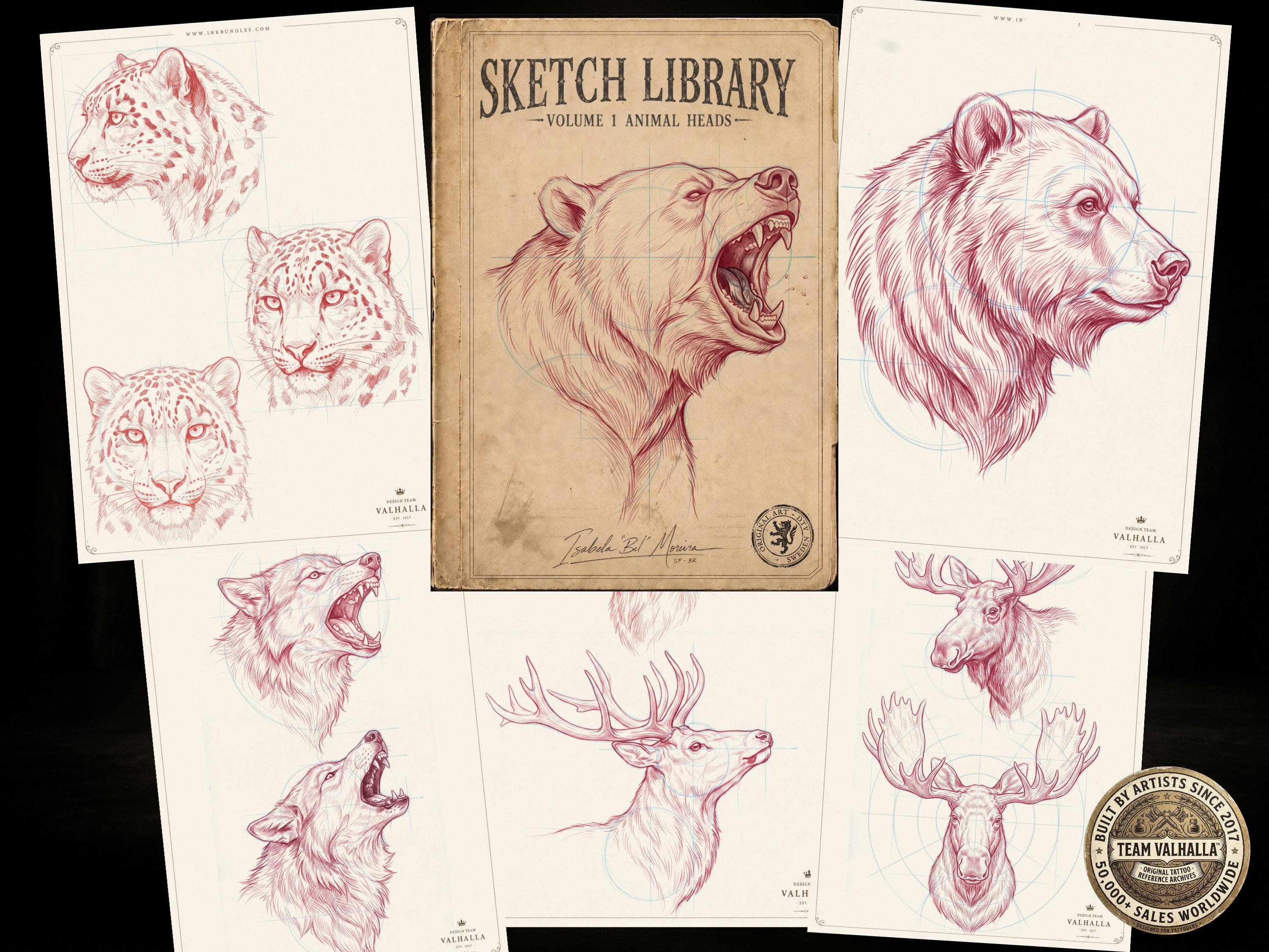 Sketch Library Animal Heads, 69 pages Animal portrait sketchbook