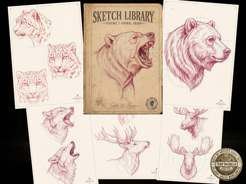 Animal Heads Sketch Library – 69-Page Tattoo Sketchbook PDF