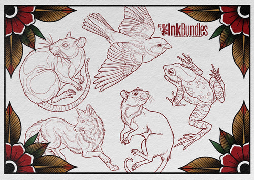 Procreate Neo Traditional Animal Tattoo Design Reference Kit, Brushset & PNG, original stencils