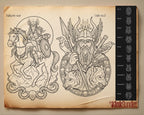 Northern Mythology, Traditional Viking – Stencils & Flash Art Procreate, PDF Tattoo References
