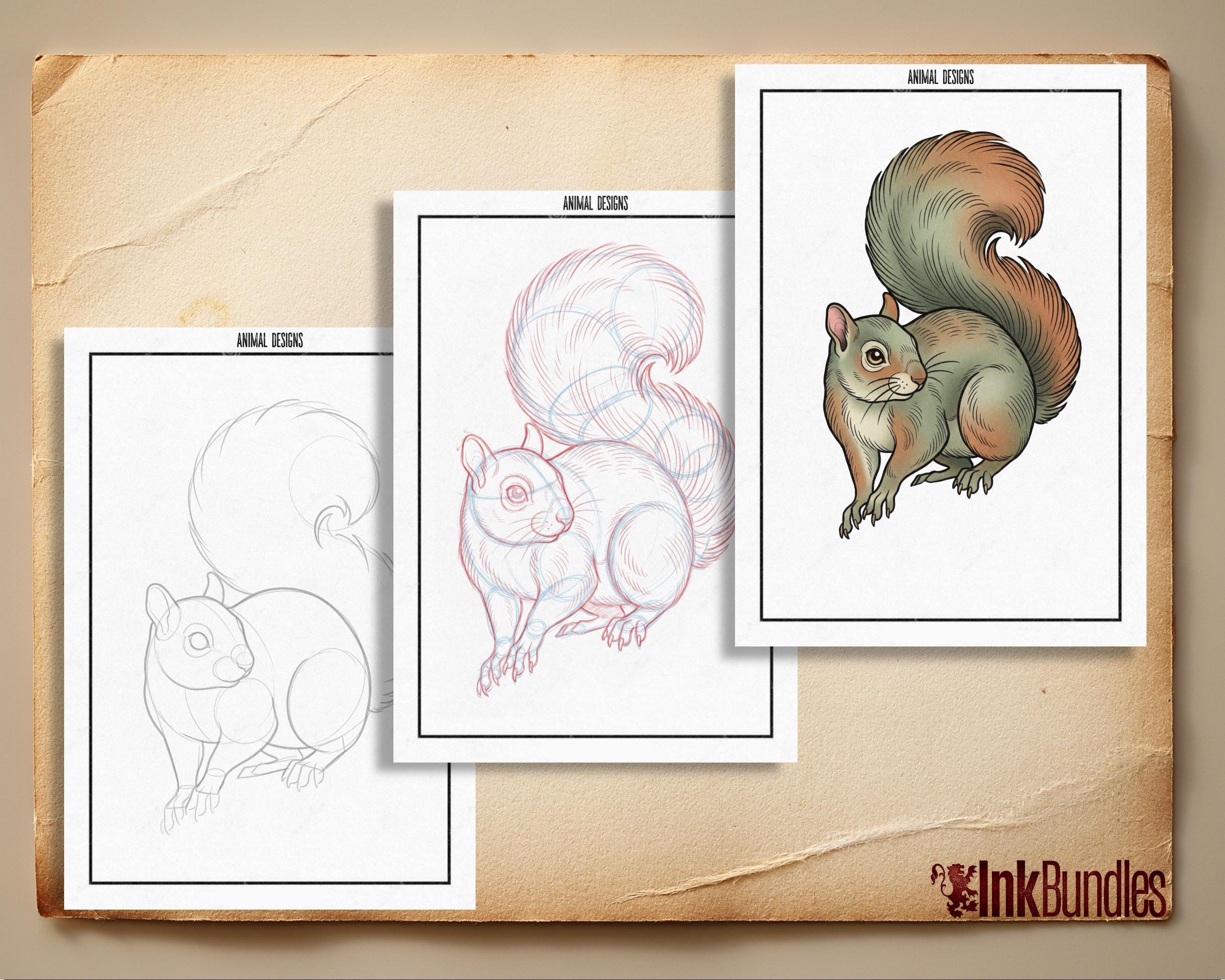 Procreate Neo Traditional Animal Tattoo Design Reference Kit, Brushset & PNG, original stencils
