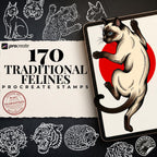 Traditional Felines – 170+ Procreate Brushes (Digital Download)