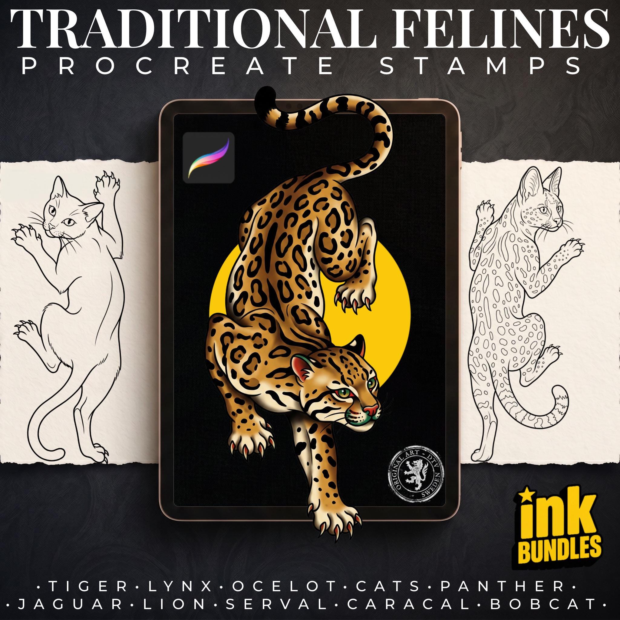 Traditional Felines – 170+ Procreate Brushes (Digital Download)