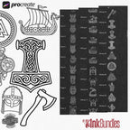 Northern Mythology, Traditional Viking – Stencils & Flash Art Procreate, PDF Tattoo References