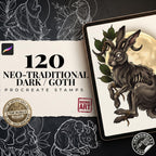 Dark Neo-Traditional vol.2 120+, Dark Macabre Tattoo Art, Neo-Traditional Procreate Stamps, Tattoo Stencils