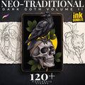 Dark Neo-Traditional vol.2 120+, Dark Macabre Tattoo Art, Neo-Traditional Procreate Stamps, Tattoo Stencils