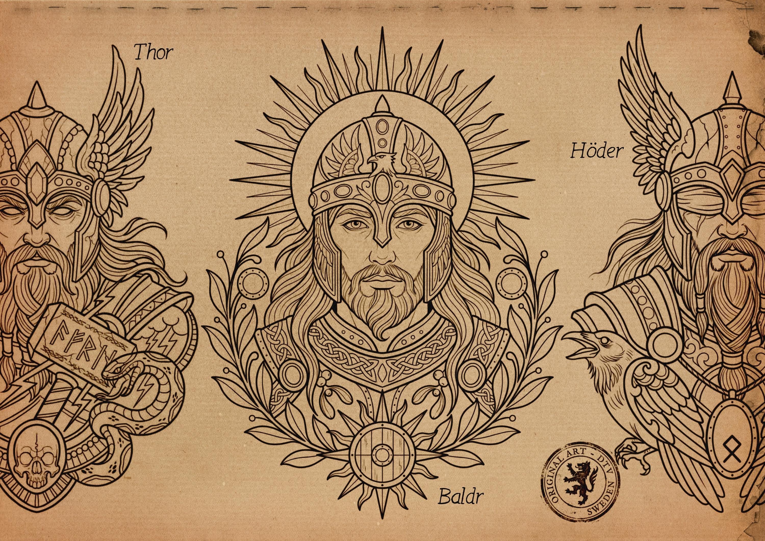 Northern Mythology, Traditional Viking – Stencils & Flash Art Procreate, PDF Tattoo References