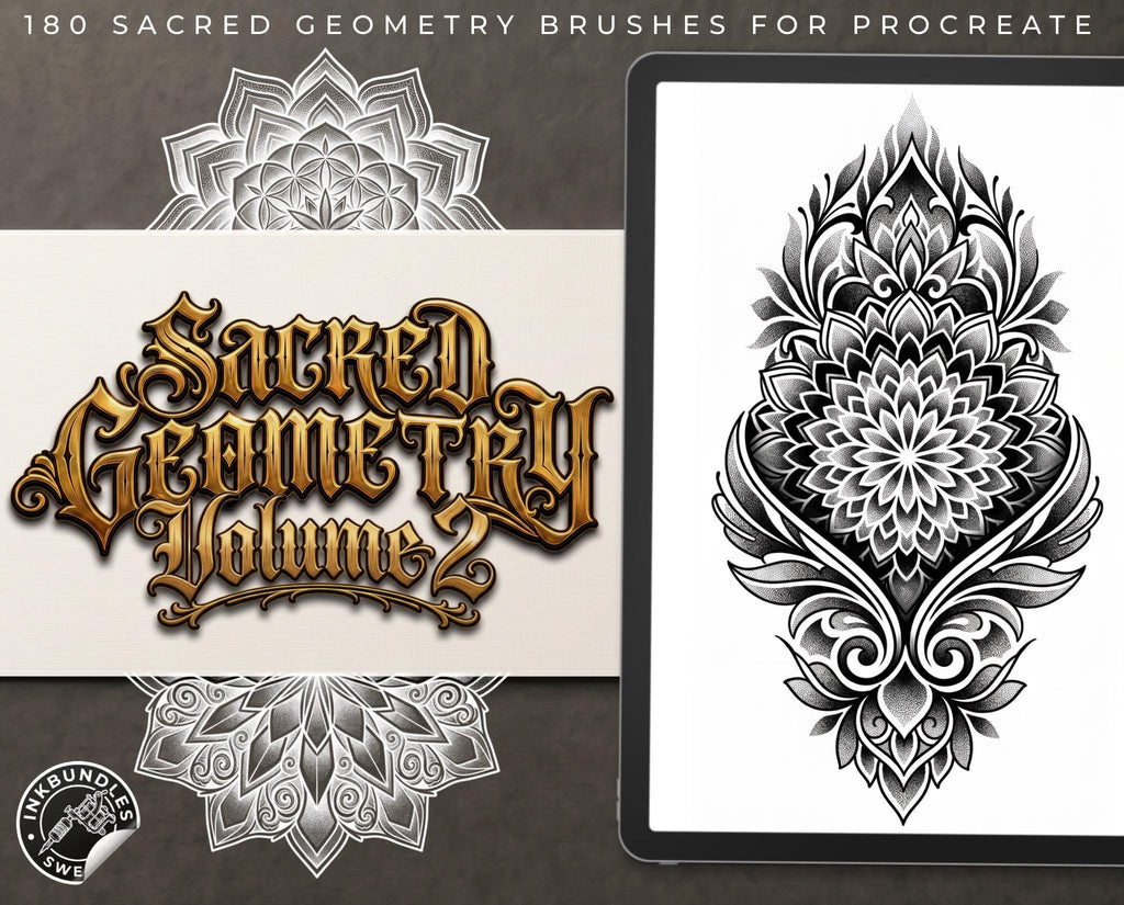 Sacred Geometry 2, Procreate Brushes: 180 Stamps & Patterns