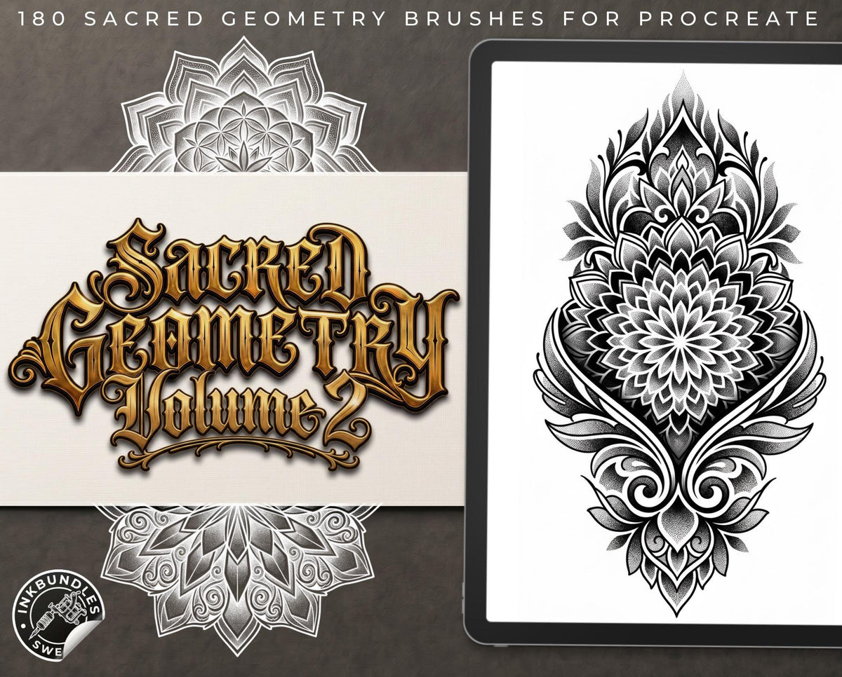 Sacred Geometry 2, Procreate Brushes: 180 Stamps & Patterns