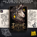 Dark Neo-Traditional 200+, Dark Macabre Tattoo Art, Neo-Traditional Procreate Stamps, Tattoo Stencils