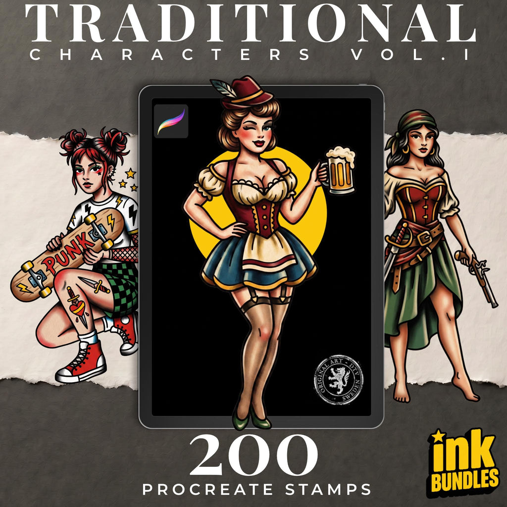 Traditional Character Vol.1 – 201+ Procreate Stamps