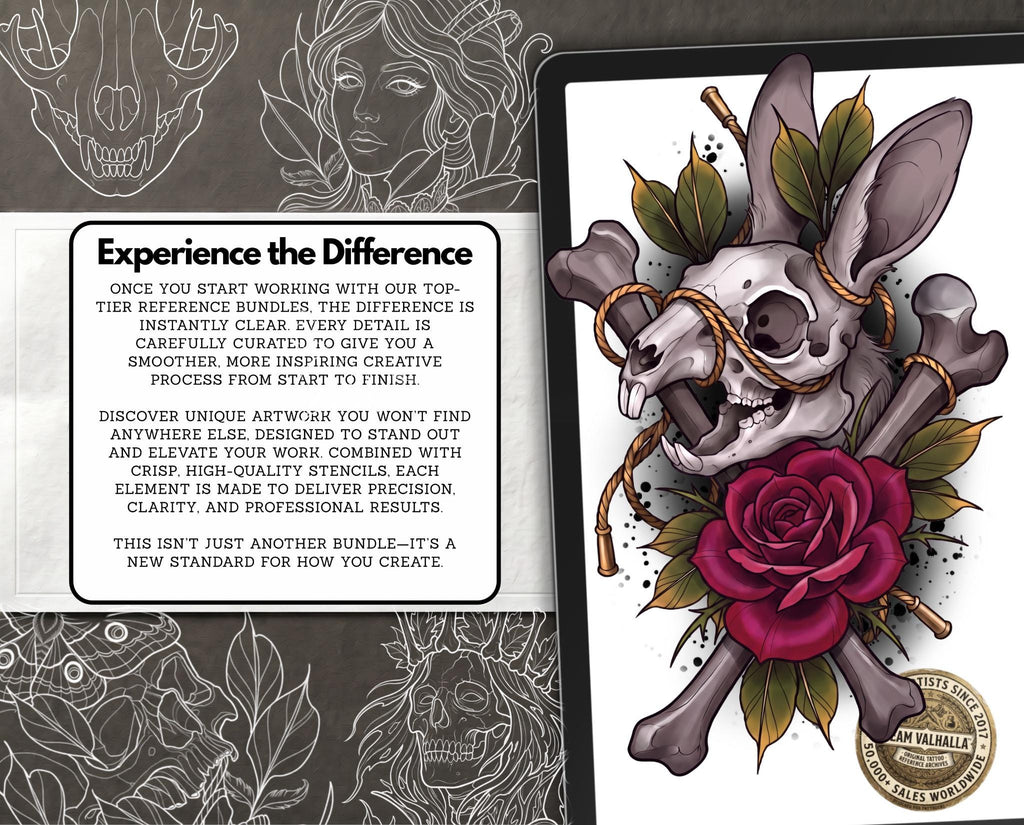 Dark Neo-Traditional vol.2 120+, Dark Macabre Tattoo Art, Neo-Traditional Procreate Stamps, Tattoo Stencils