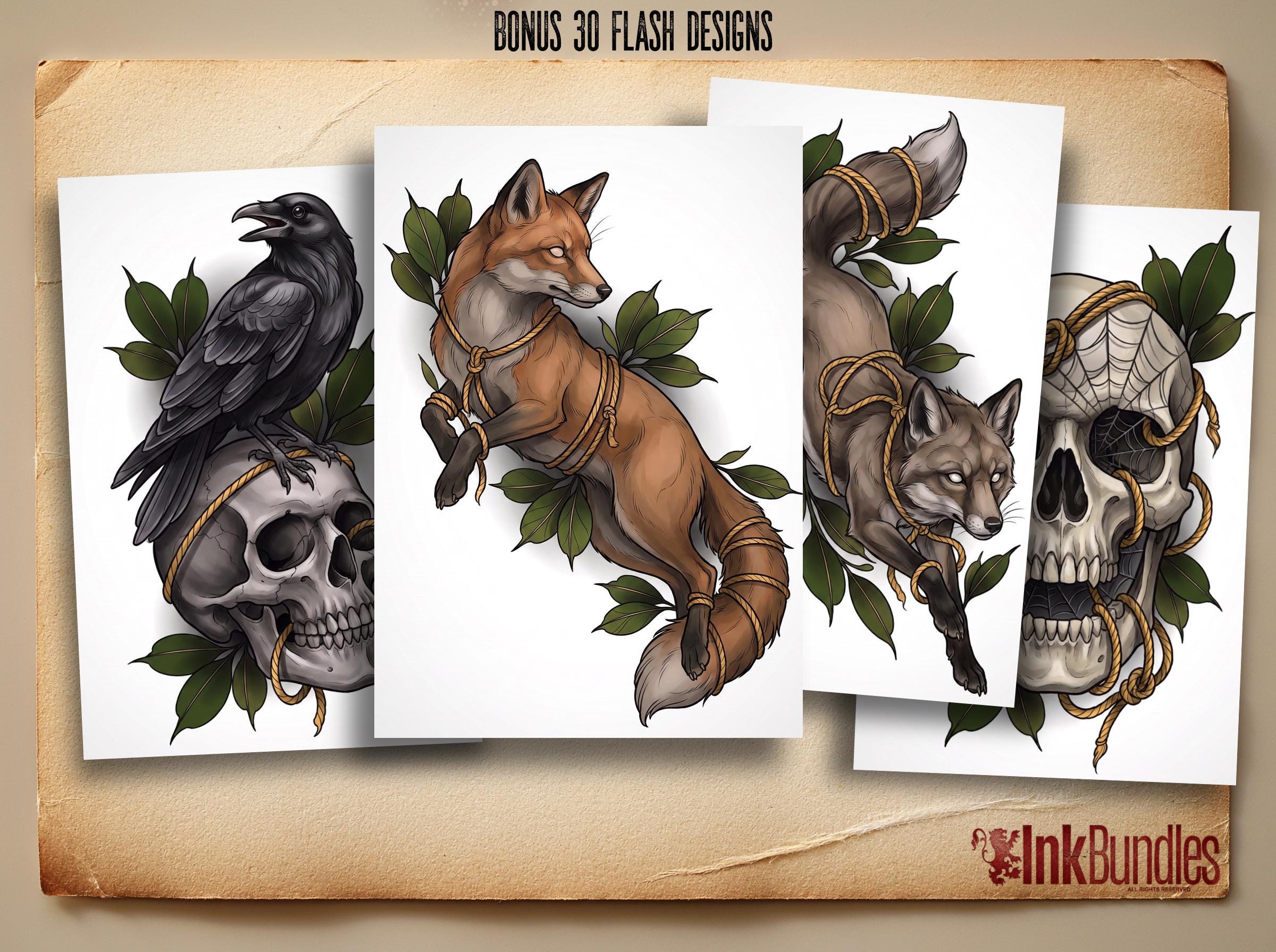 Dark Neo-Traditional vol.2 120+, Dark Macabre Tattoo Art, Neo-Traditional Procreate Stamps, Tattoo Stencils