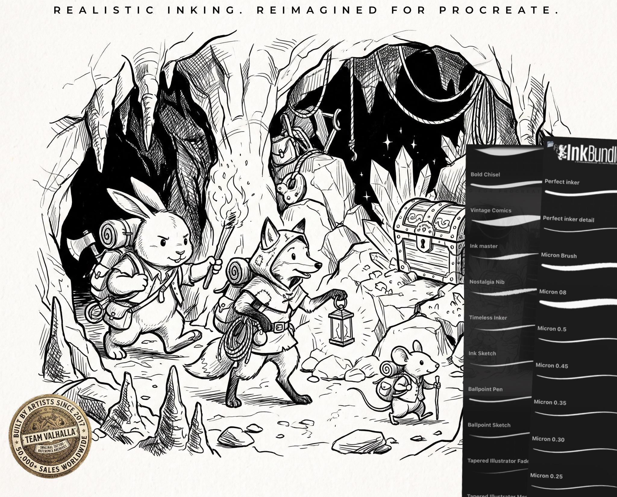 Procreate Brush Bundle: Outline Studio, Real Ink & Penmanship Brushes ( digital download )