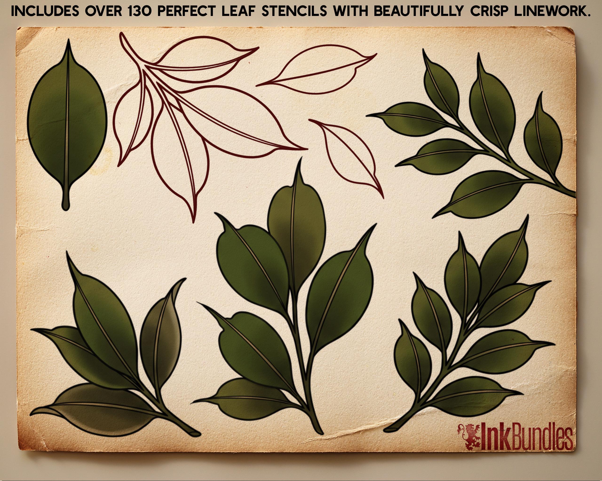 Procreate - Garden Essentials, Tattoo Leaves & Flowers, Fineline, hand drawn, Commercial Use
