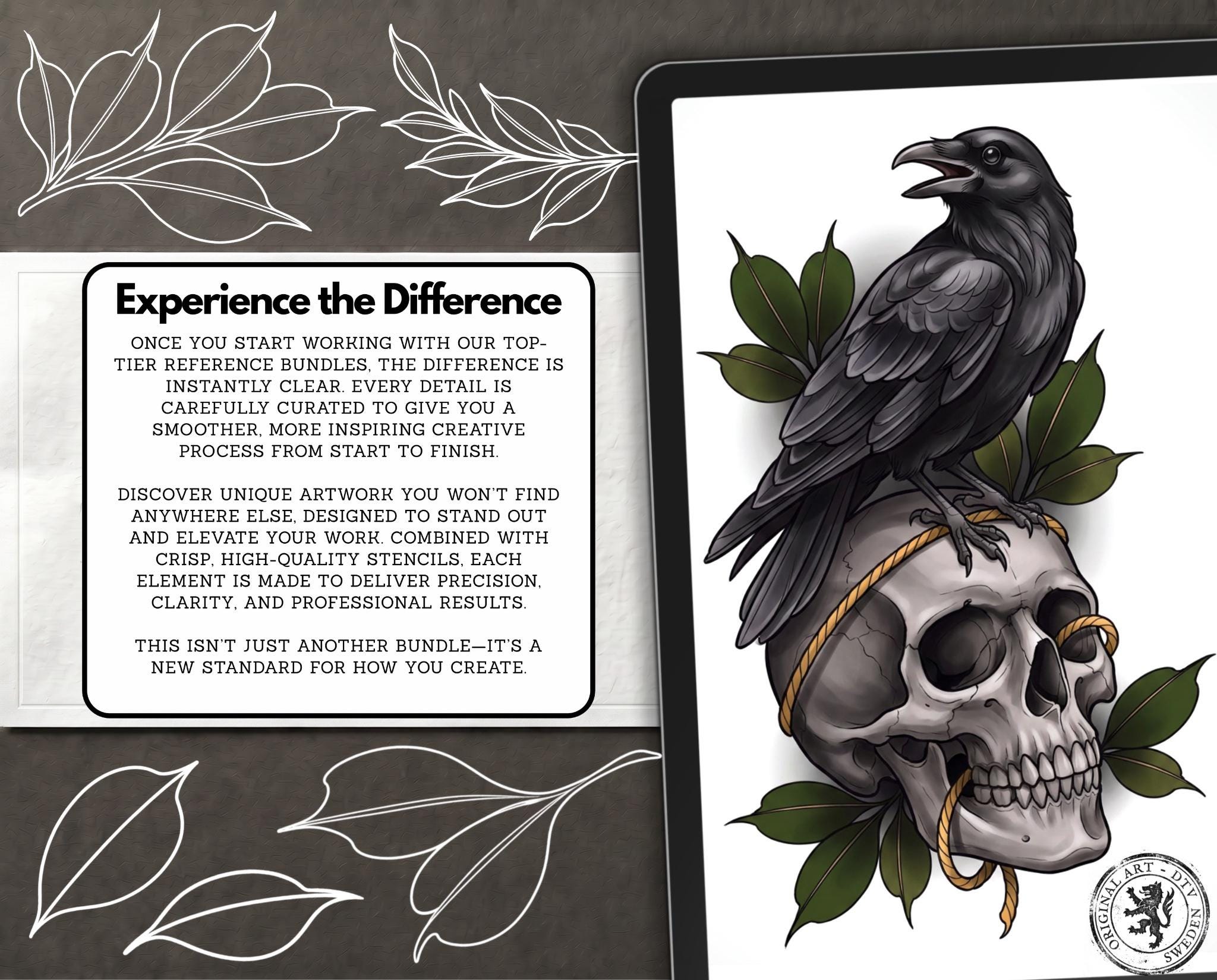 Procreate - Garden Essentials, Tattoo Leaves & Flowers, Fineline, hand drawn, Commercial Use