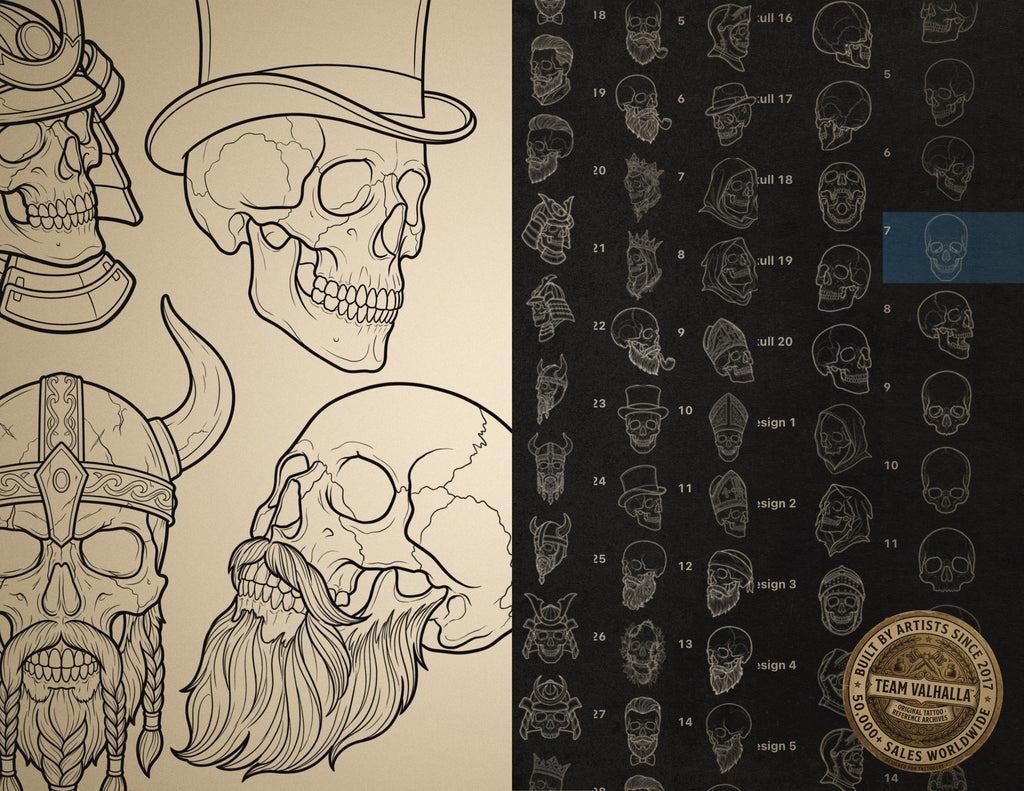 Skull Tattoo Stencils – 150+ Procreate Stamps – preview 7