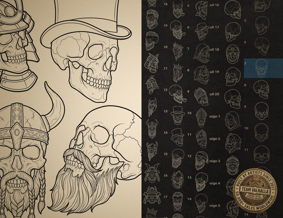 Skull Tattoo Stencils – 150+ Procreate Stamps – preview 7