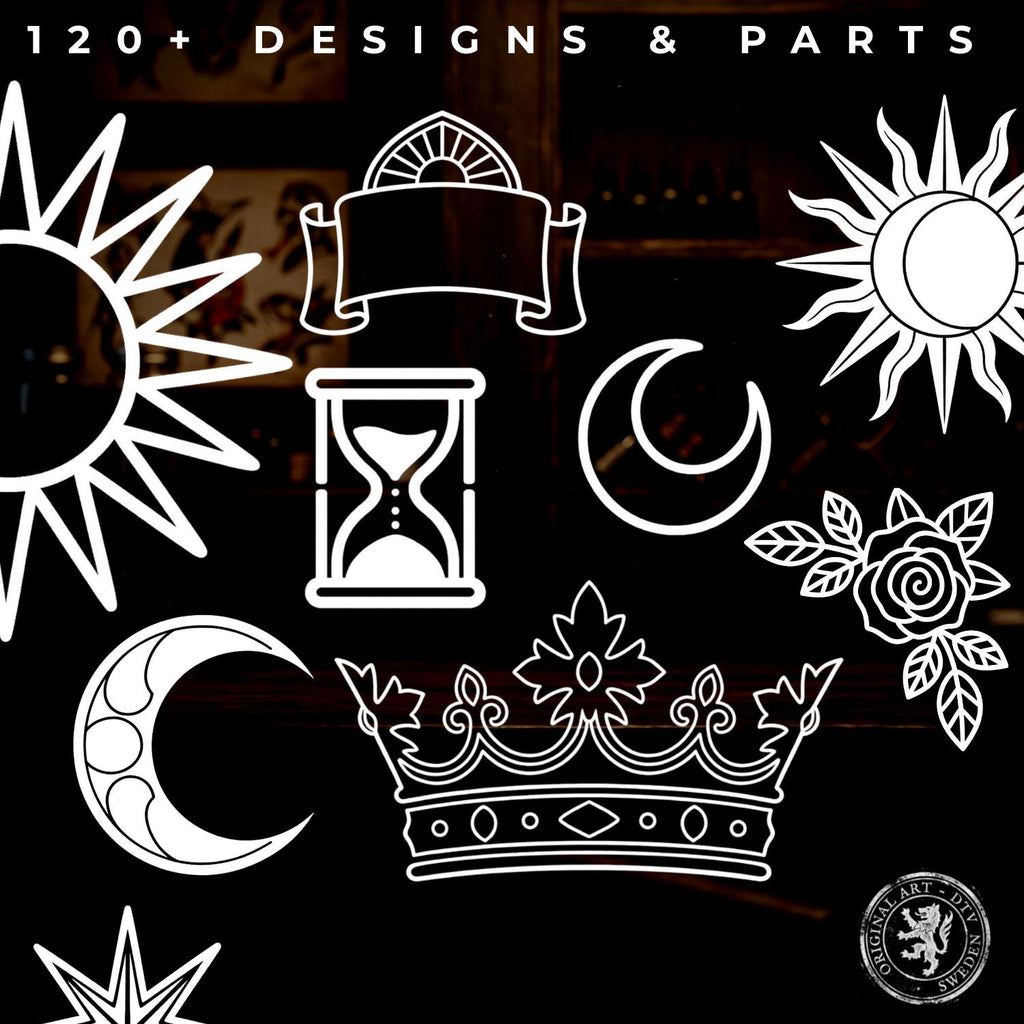 Tarot Card Builder Tattoo Stencils – 300+ Procreate Stamps – preview 5
