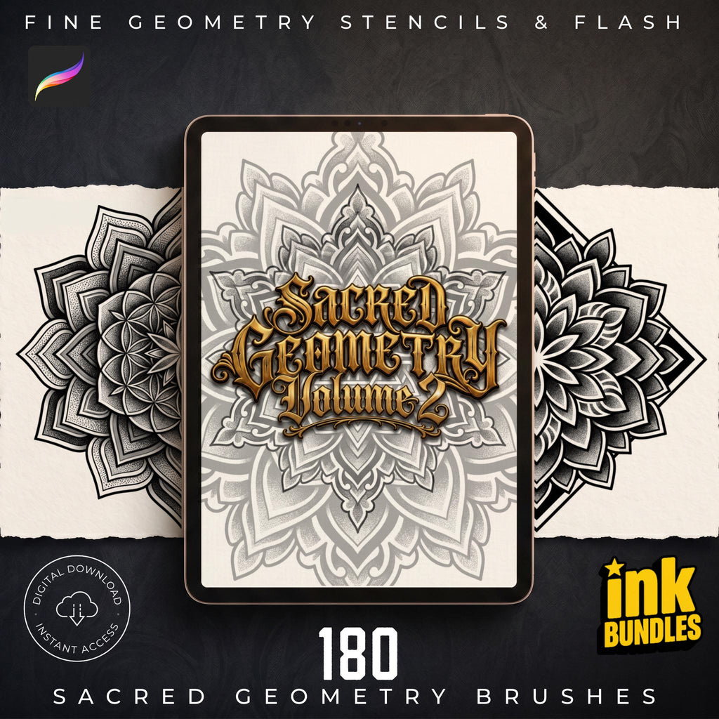 Sacred Geometry 2, Procreate Brushes: 180 Stamps & Patterns