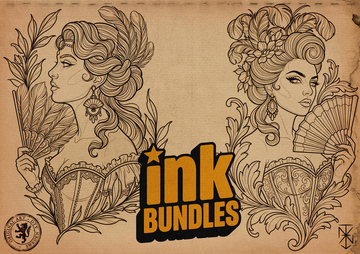 Procreate Neo Traditional Ladies vol.2, Tattoo design Set, Brushset, original stencils