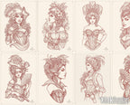 Burlesque Beauties Lady Portrait Sketchbook – 49 Pages PDF – preview 2