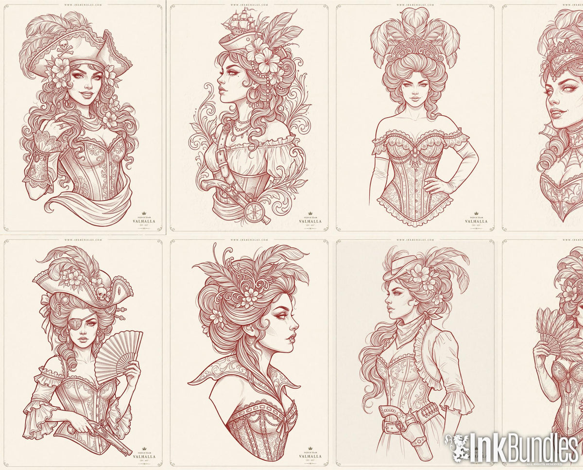 Burlesque Beauties Lady Portrait Sketchbook – 49 Pages PDF – preview 2