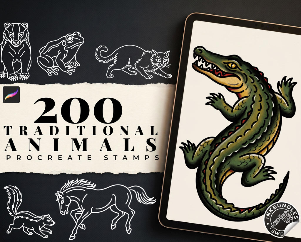 Animal Tattoo Stencils – 200+ Procreate Stamps