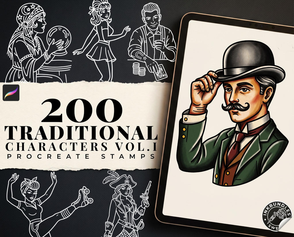 Traditional Character Vol.1 – 201+ Procreate Stamps