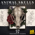 Animal Skull Tattoo Stencils – 57 Procreate Stamps