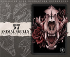 Animal Skull Tattoo Stencils – 57 Procreate Stamps – preview 3