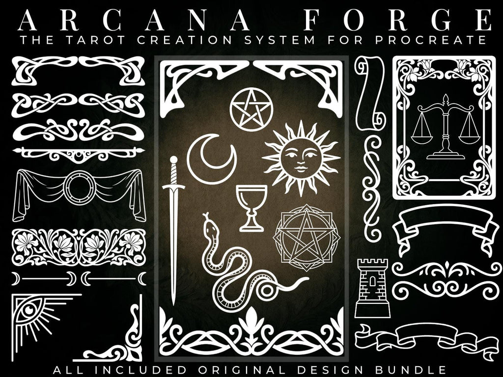 Tarot Card Builder Tattoo Stencils – 300+ Procreate Stamps