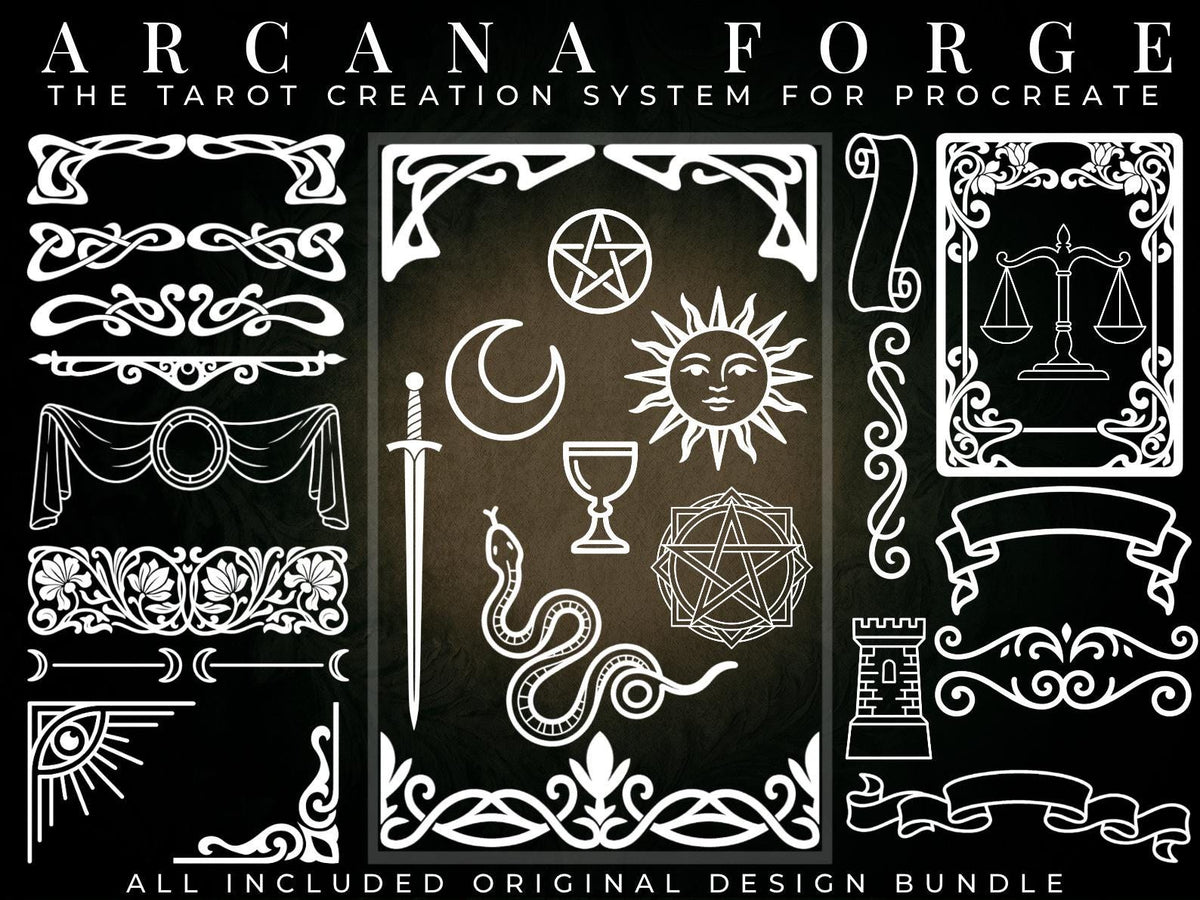 Tarot Card Builder Tattoo Stencils – 300+ Procreate Stamps