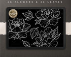 Japanese Peony Tattoo Stencils – Procreate Stamps – preview 2