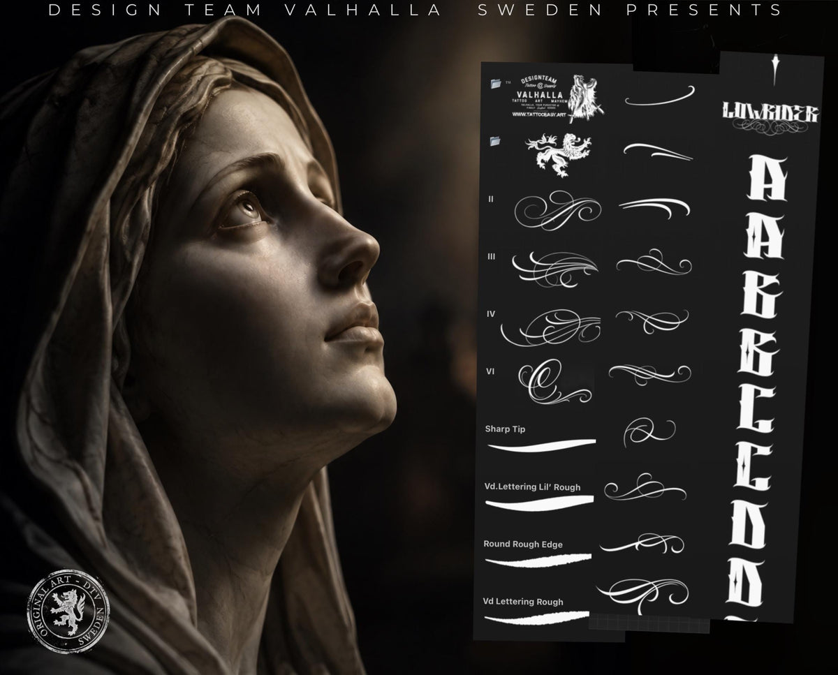 Tattoo Lettering Ultimate Bundle - 1,000+ Procreate Stamps & Brushes