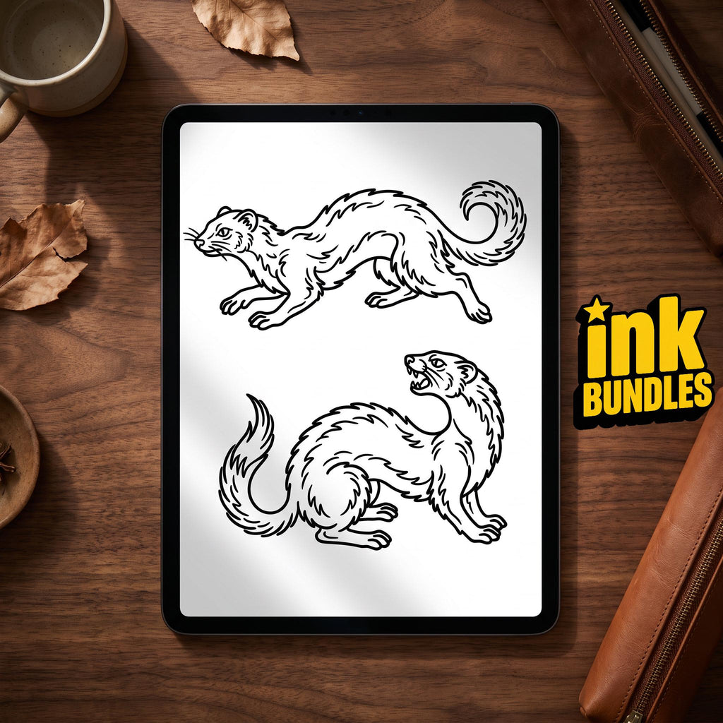 Animal Tattoo Stencils – 200+ Procreate Stamps – preview 3