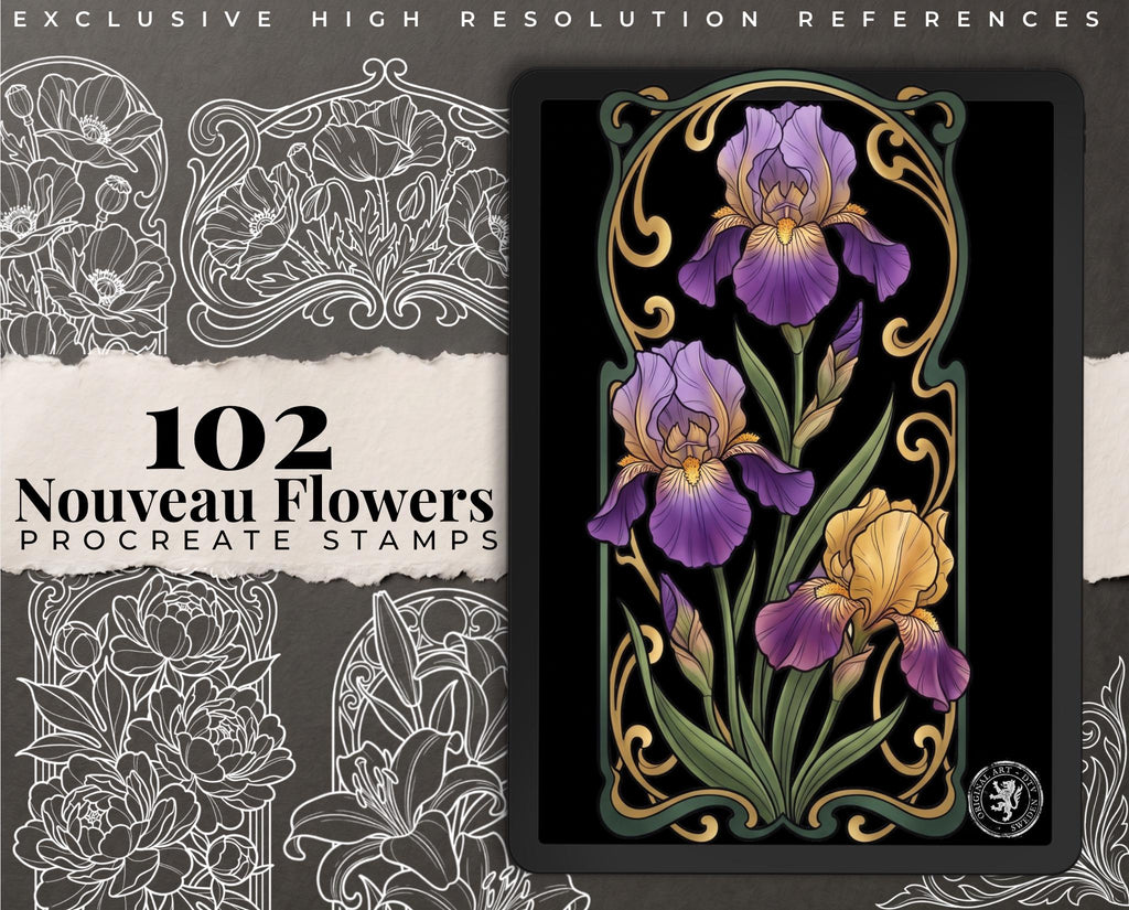 Flower Tattoo Stencils – 102+ Procreate Stamps – preview 2