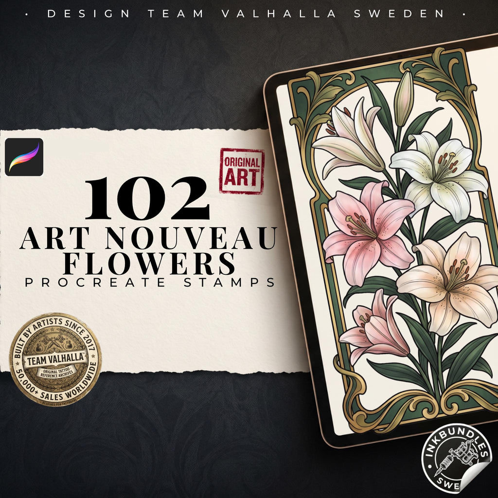 Flower Tattoo Stencils – 102+ Procreate Stamps