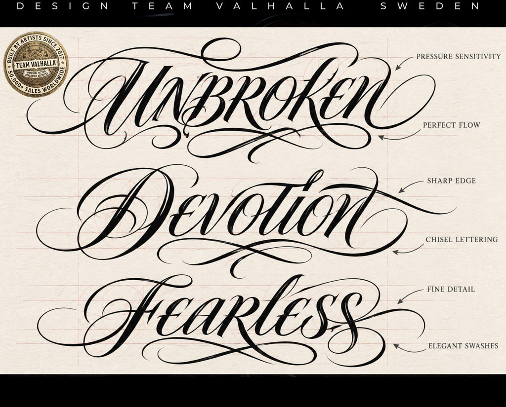 Neo-Traditional Lady Tattoo Design Kit: 2000+ Procreate Stamps, SVG & PNG Files