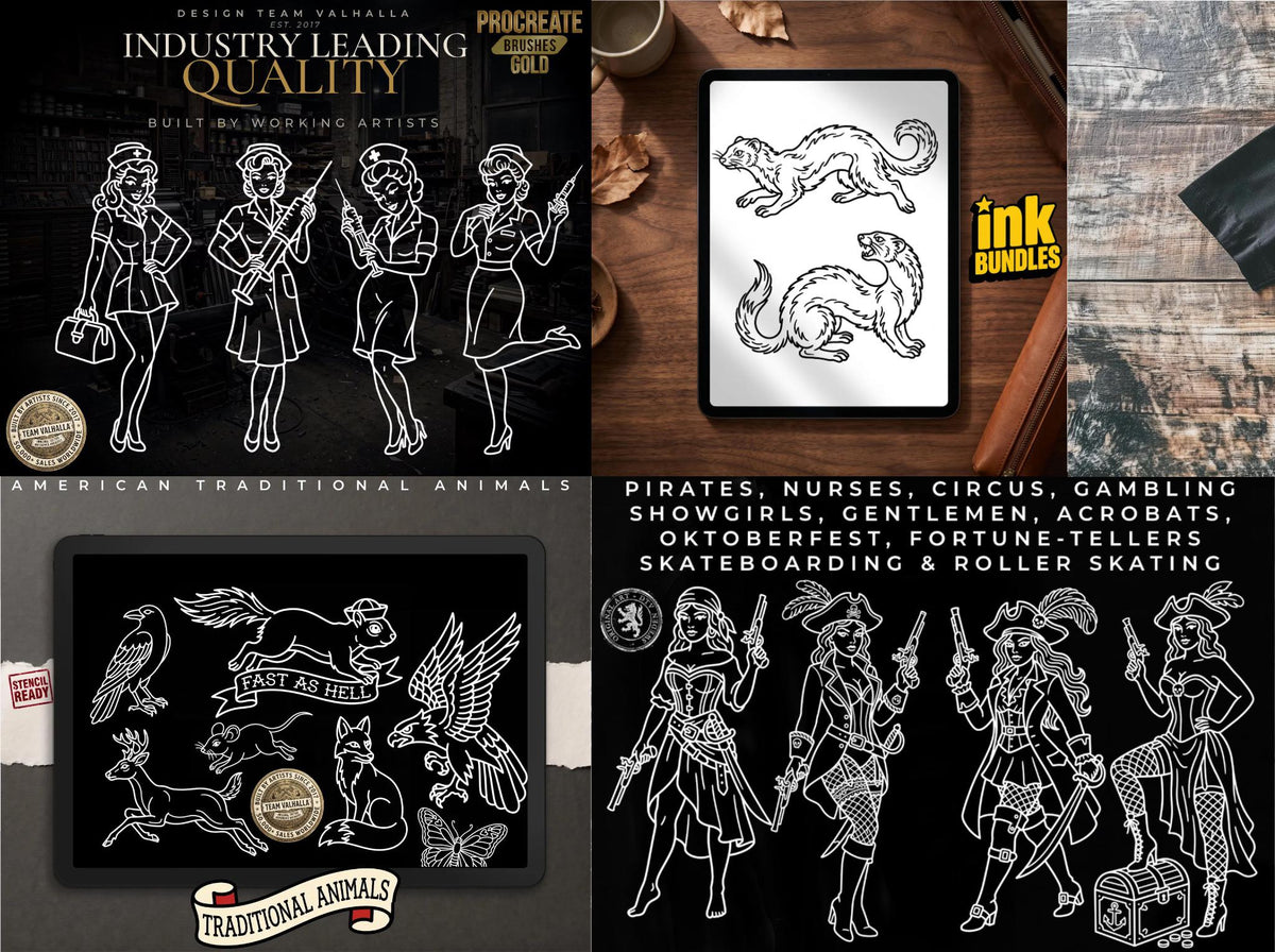 Procreate Traditional Mega Bundle, 1000+ Original Designs