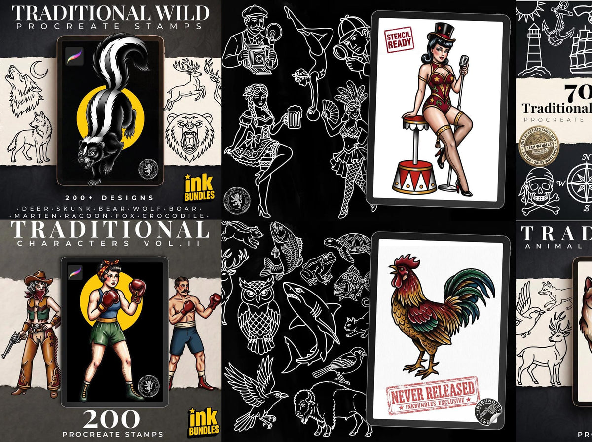 Procreate Traditional Mega Bundle, 1000+ Original Designs